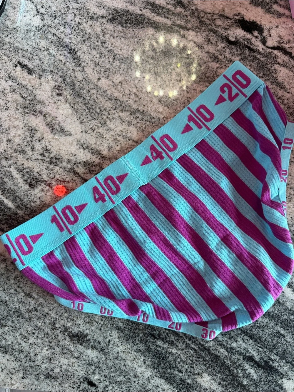 C-IN2 Men's HARD Collection Striped Briefs in Aqua & Magenta NWT!